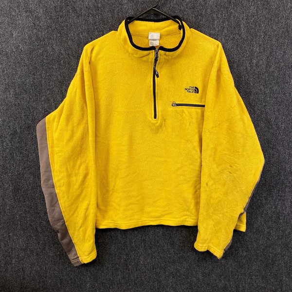 VTG 90s The North Face Mens Half Zip Pullover Fleece Jacket Yellow Canada Sz XL