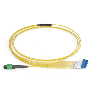 Fiber Optic Fanout 8 Fibers Singlemode OS2 MPO APC Female To LC/PC Transceivers