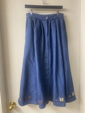 VTG Bechamel Denim Maxi Skirt Women Large Cowboy Western Grannycore Cottagecore