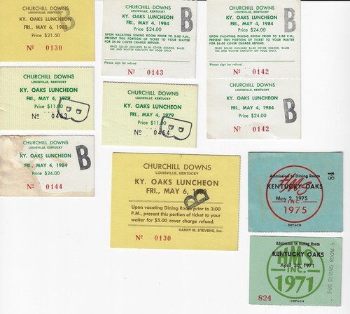 9 TICKETS FOR THE KENTUCKY OAKS LUNCHEON, VARIOUS YEARS