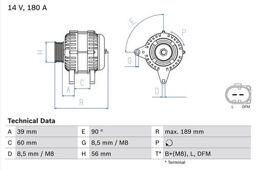 Alternator fits VW PASSAT 3C2, 3C5 3.2 05 to 06 AXZ Bosch 021903026L 03G903023 - Picture 2 of 8