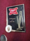 Vtg Miller Beer Sign Wall Plaque With 3 D Pilsner Glass And Bottle Man Cave L@@k