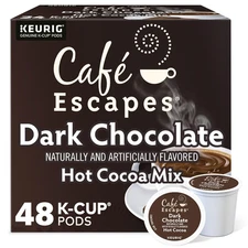 Cafe Escapes, Dark Chocolate Hot Cocoa, Single-Serve Keurig K-Cup Pods, 48 Count
