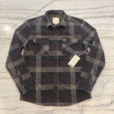 RVCA Men's Medium Vacancy Long Sleeve Flannel Button Up Shirt Chocolate NWT $90