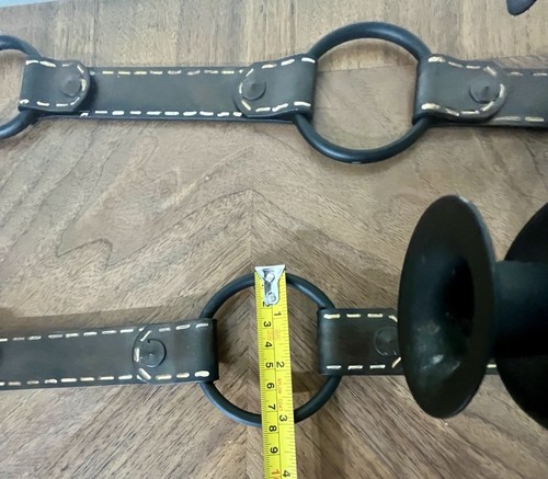 2er Set Western Trense Lederoptik Metall Kerzenhalter Wanddeko 20" hoch - Bild 6 von 6