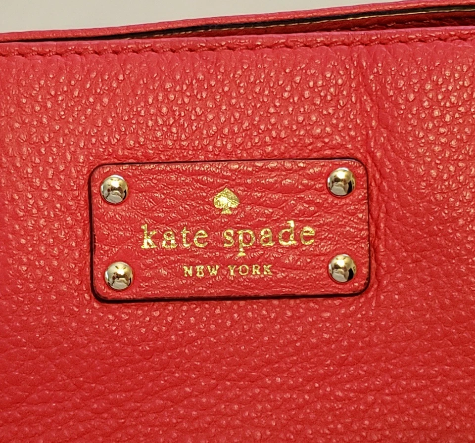 KATE SPADE Bolso de Mano Grande de Cuero Guijarro Rojo Brillante Limpio Foto 2 de 4