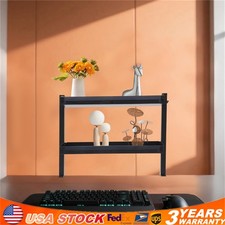Desktop or Under-Desk Shelf Clamp-on 2-Tier Shelving W/ Adjustable Storage Tray