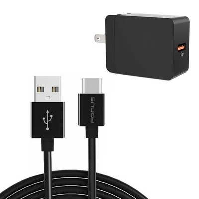 18W Fast Home Charger 6ft Long USB-C Cable Power Cord Wall AC for Tablets