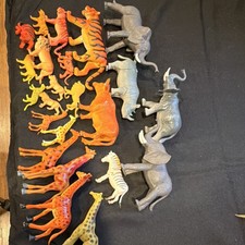 Large lot animal figures set - elephants, tigers, lions, giraffes and more
