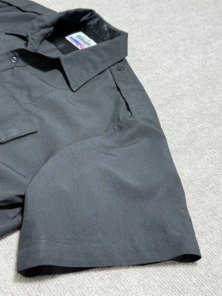 Camisa Azul Para Hombres 18 Negra Manga Corta Uniforme Ropa de Trabajo 8910-Z Regular Hecha en EE. UU. Foto 4 de 4