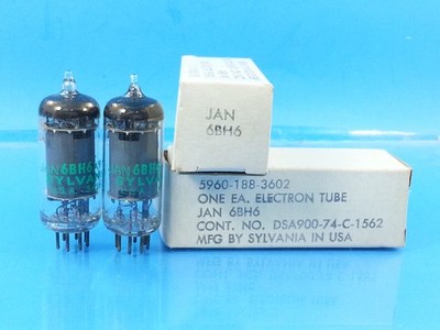 SYLVANIA JHS 6BH6 TUBE MATCH PAIR D GTR MARANTZ 8B TRUE NOS NIB ORIGINAL BOX 75s
