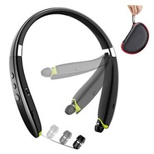 Bluetooth Headphones - Upgraded Foldable Wireless Neckband Headset - Black