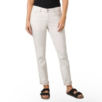 Prana Kayla Jeans Womens 10 Off-White Organic Cotton Stretch Tapered W4117RG02