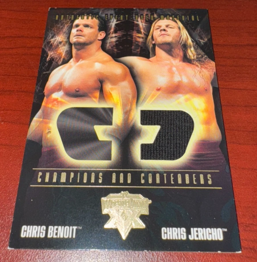 WWE CHRIS JERICHO vs CHRIS BENOIT FLEER 2004 Wrestlemania XX Worn Shirt Relic - Image 2 of 3