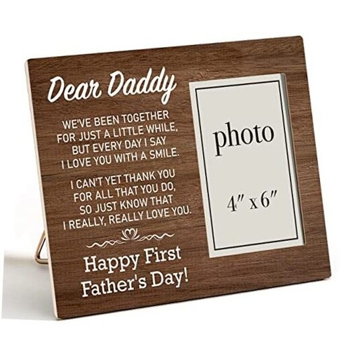First Father's Day Gift Wooden Picture Frame for Daddy New Dad Daddy-to-be