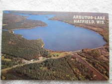 Aerial View, Arbutus Lake, Hatfield, Wisconsin Postcard 1966