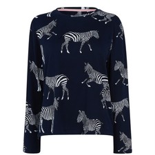 Image of Chelsea Peers Womens Zebra Classic Pyjama Set Sets Crew Neck Lightweight