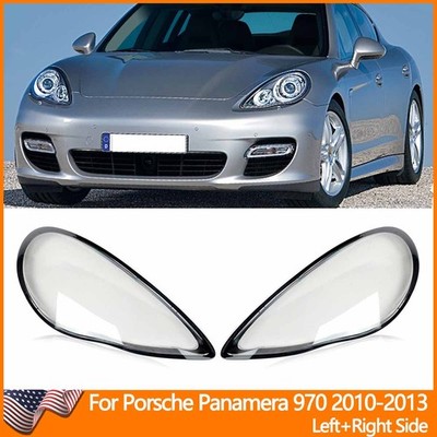 Pair Headlight Shell Lamp Shade Lens Cover For 2010-2013 Porsche Panamera 970