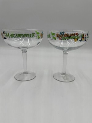 Jimmy Buffet Glasses Margaritaville Parrothead It's 5 O clock Somewhere Set of 2