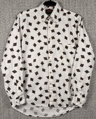 Vintage 80s 90s Oakton Shirt Mens S Geometric Tapestry Button Up