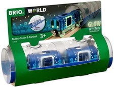 BRIO Metro Train  Tunnel Wooden Rail Toy Glow In The Dark 3-piece WORLD 33970