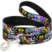 Dog Leash 6-FEET Cali Bear/CALI Graffiti/Pot Leaves Black/Multi Color NARROW 0.5