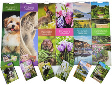 2026 Slim Calendar & Diary Set Planner Spiral Cats Dogs Flowers Garden Scenes