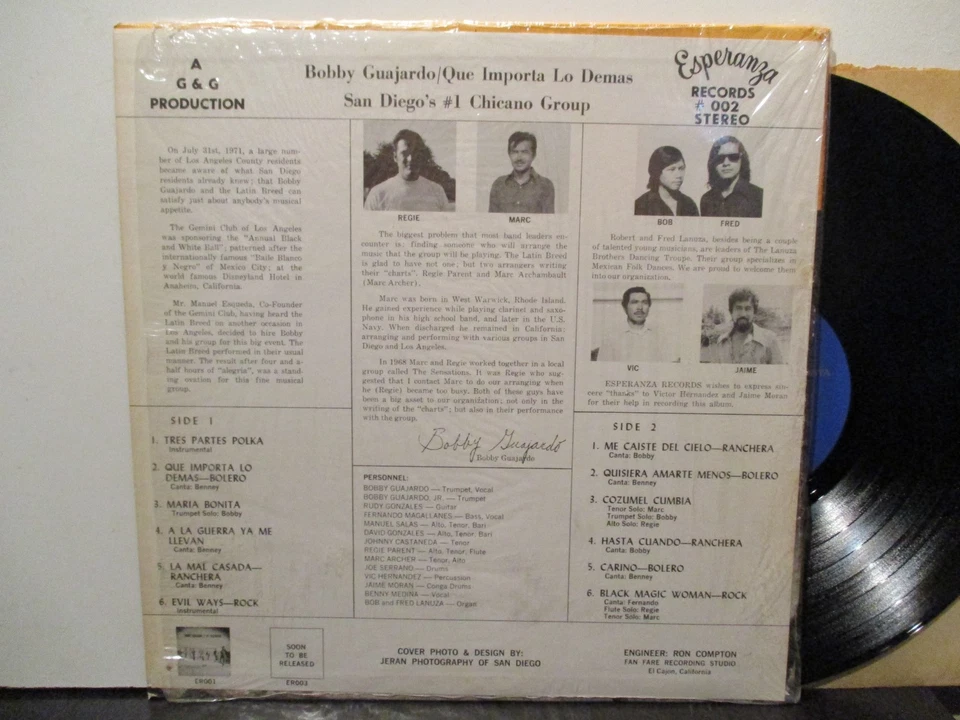 Bobby Guajardo & The Latin Breed !!, Esperanza #002, M-/VG++, 1971 Foto 3 de 4
