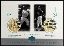 2001 Upper Deck Reserve Game Used Ball Combo Mark McGwire Mike Piazza You Grade