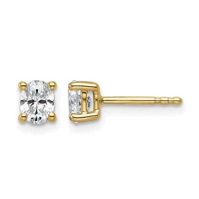 Ohrstecker 14 Karat Gelbgold 1/2 kt Ovalschliff Laborgrown Diamant 4 Krappen