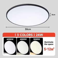 24W LED Ceiling Light Ultra Slim Round Flush Mount Lamp 6000K Cool White - IP20