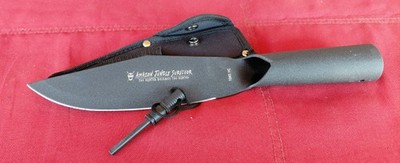 Amazon Jungle Survivor Fixed Blade Spear Tip 1045 HC Black W/ Nylon Sheath 