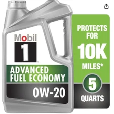 Mobil 1 Advanced Fuel Economy Full Synthetic Motor Oil 0W-20, 5 Quart