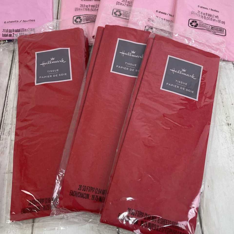 Lot of 12 Packs Hallmark/ American Greetings Tissue Paper Red / Pink /Multi Dots - Image 3 of 4