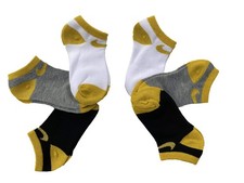 Nike Girl s Lightweight No Show Socks 6 Pack Black Gold 4-5 7C-10C 