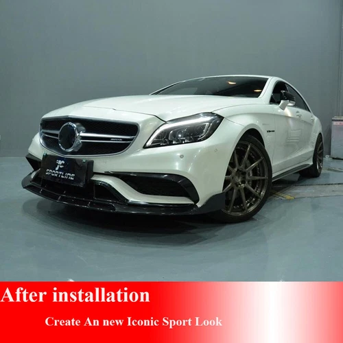 REAL CARBON for Mercedes Benz W218 CLS63 Front Bumper Splitter Canard Fins - Picture 8 of 12