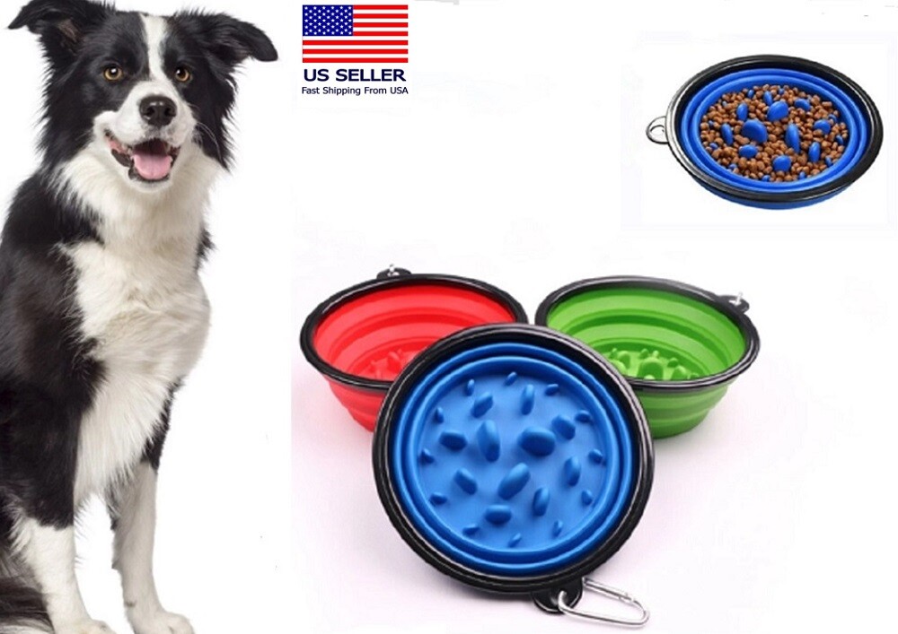 Składana miska spowalniająca jedzenie dla psów i kotów – miska podróżna zapobiegająca połykaniu
