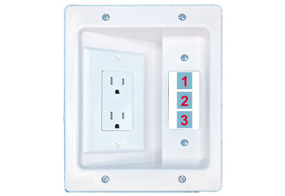 RiteAV Custom 3 Port Recessed Wall Plate with Power Outlet