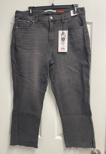Celebrity Pink Plus Size 16 The Iconic Cropped Straight Mom Jeans Gray/Black NWT