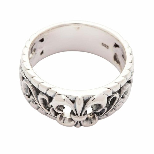 Gothic Fleur De Lis 925 Sterling Silver Band Ring Men's - Picture 5 of 8