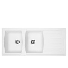 Liquida AR20WH 2.0 Bowl Composite Reversible Inset White Kitchen Sink 1160x500mm