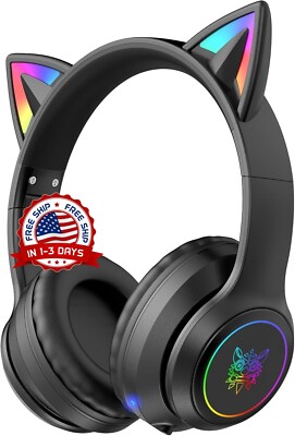 Audifonos Para Niña Nina Con Orejas De Gato Bluetooth Inalambricos Recargables