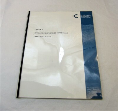 Concept CSD ATC3 Automatic Temperature Controller Operations Manual 1990 Edition