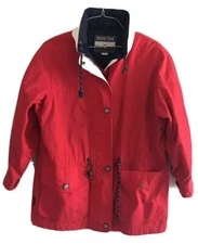 Pacific Trail Jacket Mens Size S Red Full Zip Hidden Hoodie Drawstring