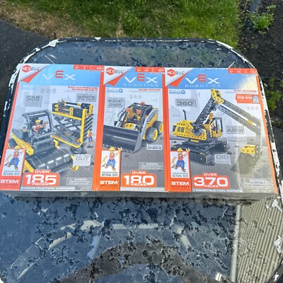 Hexbug Vex Robotic 3 Pack Construction Set Roller Skid Steer Excavator Stem Lot