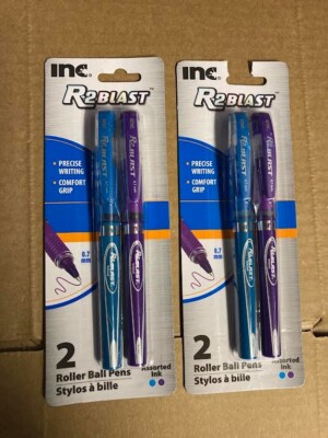 New X counts R-2 Blast Roller Ball Pens Assorted Color Blue Purple 