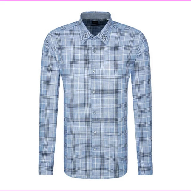 Мужская рубашка в клетку Hugoboss Lukas Regular Fit синего цвета размер XL 13290₽