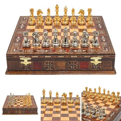 Luxury Chess Set with Storage Classic Chessmen Wood Chess Board, Gift Ideas 