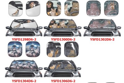 2 Pcs 3D Giraffe Cat Print Car Sunshade Visor Folding Windshield Anti-Uv for Men