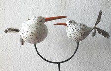 Gartenstecker 2 Möwen 20 und 13 cm mit Feder-Propeller 110 cm Höhe Handarbeit